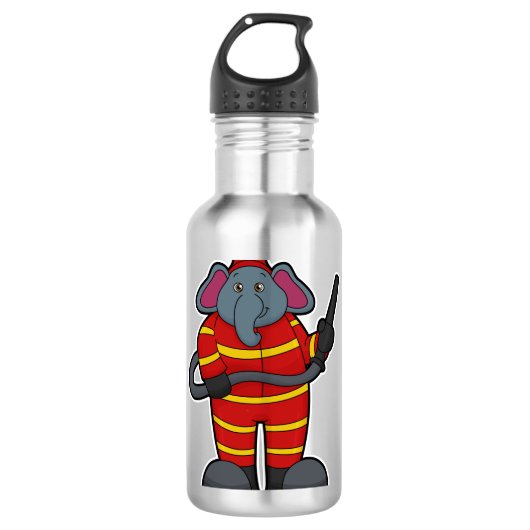 Leefmiddel als brandweerman met slang waterfles  (Voorkant)