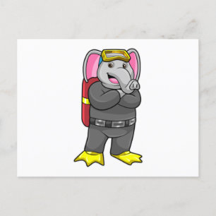 Leefmiddel als duiker met duikbril briefkaart