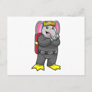 Leefmiddel als duiker met duikbril briefkaart