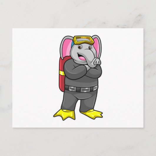 Leefmiddel als duiker met duikbril briefkaart (Voorkant)