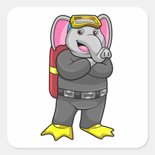 Leefmiddel als duiker met duikbril vierkante sticker (Voorkant)