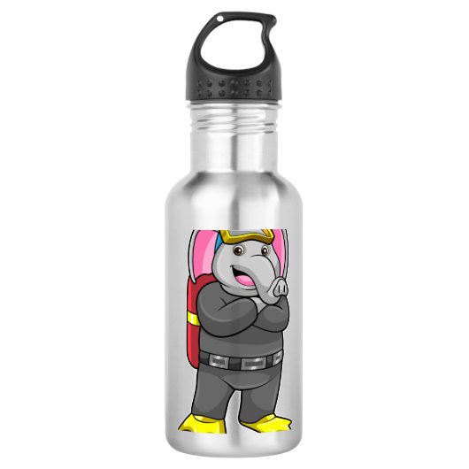 Leefmiddel als duiker met duikbril waterfles  (Voorkant)
