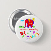 Leefmiddelenkinderen Tekennaam & ouderdag Ronde Button 5,7 Cm (Voorkant /achterkant)