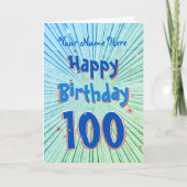 Leeftijd 100 3D Blue Chill, editable 100th Birthda Kaart (Voorkant)