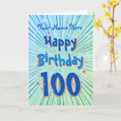 Leeftijd 100 3D Blue Chill, editable 100th Birthda Kaart (Gele Bloem)