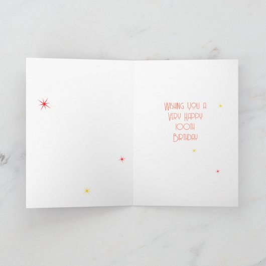 Leeftijd 100 Fun OrangeSunburst editable 100th Bir Kaart (Binnen)