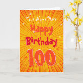 Leeftijd 100 Fun OrangeSunburst editable 100th Bir Kaart (Gele Bloem)