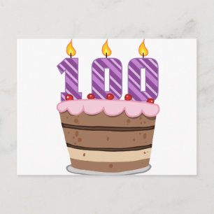Leeftijd 100 op de Birthday Cake Briefkaart