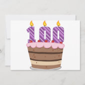 Leeftijd 100 op de Birthday Cake Kaart (Voorkant)