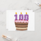 Leeftijd 100 op de Birthday Cake Kaart (Voorkant / Achterkant in situ)