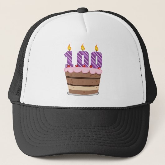 Leeftijd 100 op de Birthday Cake Trucker Pet (Voorkant)