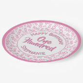 Leeftijd 100 Verspreid Getal Patroon Roze/Wit Papieren Bordje (Gekanteld)