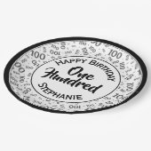 Leeftijd 100 verstrooid getallenpatroon zwart/wit papieren bordje (Gekanteld)