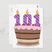 Leeftijd 101: Birthday Cake Briefkaart (Voorkant / Achterkant)