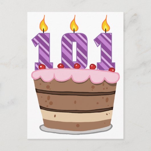 Leeftijd 101: Birthday Cake Briefkaart (Voorkant)