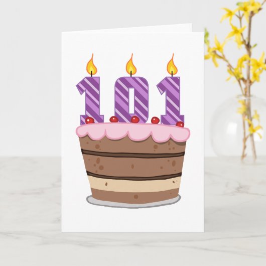 Leeftijd 101: Birthday Cake Kaart (Gele Bloem)