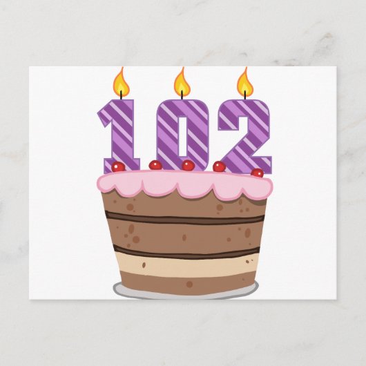 Leeftijd 102 op de Birthday Cake Briefkaart (Voorkant)