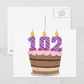 Leeftijd 102 op de Birthday Cake Briefkaart (Voorkant / Achterkant)