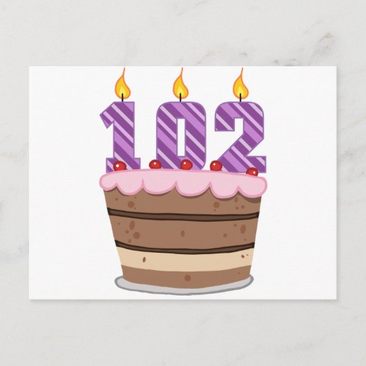 Leeftijd 102 op de Birthday Cake Briefkaart (Voorkant)