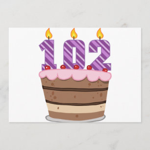 Leeftijd 102 op de Birthday Cake Kaart