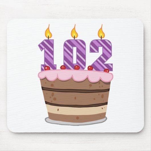 Leeftijd 102 op de Birthday Cake Muismat (Voorkant)