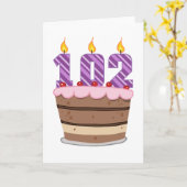 Leeftijd 102 op de Cake van de Verjaardag Kaart (Gele Bloem)
