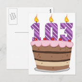 Leeftijd 103: Birthday Cake Briefkaart (Voorkant / Achterkant)