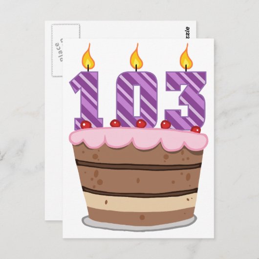 Leeftijd 103: Birthday Cake Briefkaart (Voorkant / Achterkant)