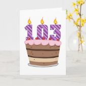 Leeftijd 103: Birthday Cake Kaart (Gele Bloem)