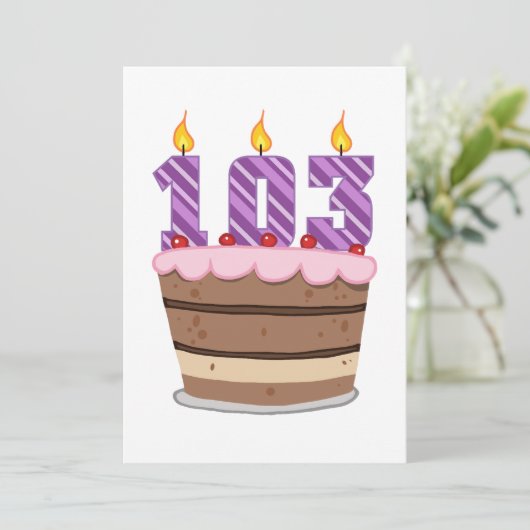 Leeftijd 103: Birthday Cake Kaart (Staand voorkant)