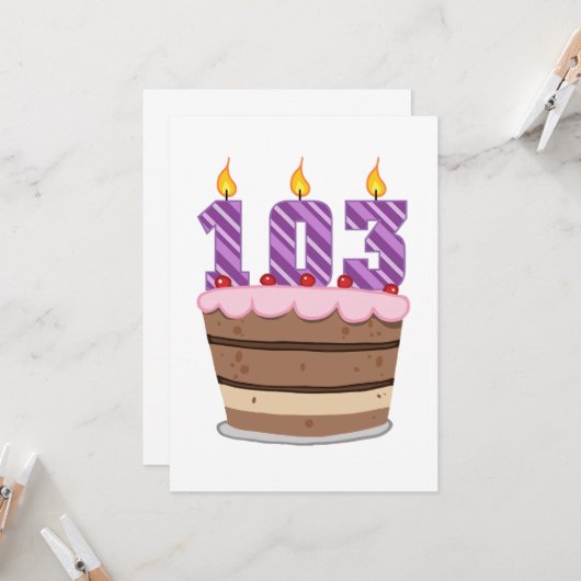 Leeftijd 103: Birthday Cake Kaart (Voorkant / Achterkant in situ)