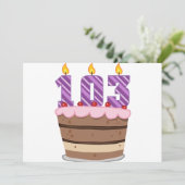 Leeftijd 103: Birthday Cake Kaart (Staand voorkant)