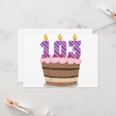 Leeftijd 103: Birthday Cake Kaart (Voorkant / Achterkant in situ)