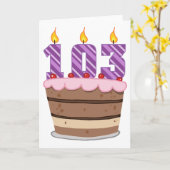 Leeftijd 103 op de Cake van de Verjaardag Kaart (Gele Bloem)