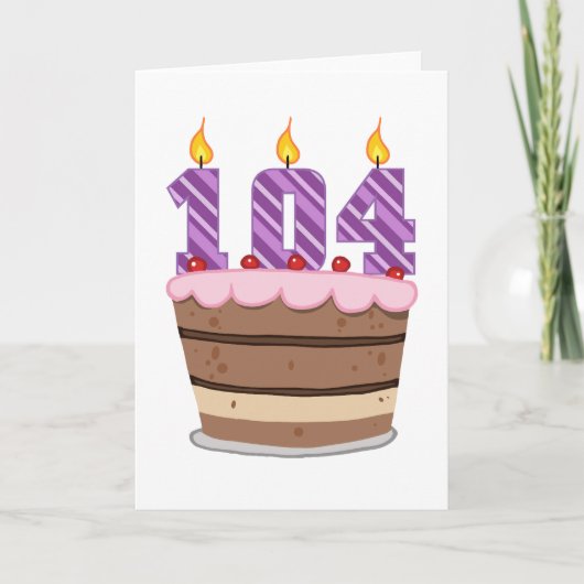 Leeftijd 104 op de Birthday Cake Kaart (Voorkant)