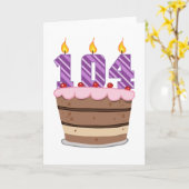 Leeftijd 104 op de Birthday Cake Kaart (Gele Bloem)