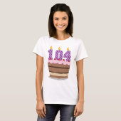 Leeftijd 104 op de Birthday Cake T-shirt (Voorkant volledig)
