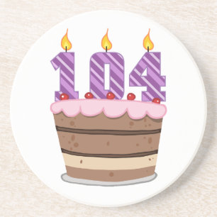 Leeftijd 104 op de Birthday Cake Zandsteen Onderzetter