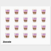 Leeftijd 105: Birthday Cake Ronde Sticker (Vel)
