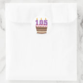 Leeftijd 105: Birthday Cake Ronde Sticker (Tas)
