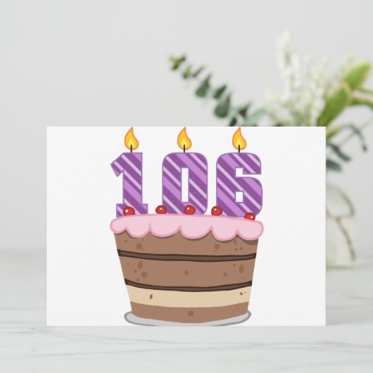 Leeftijd 106 op de Birthday Cake Kaart (Staand voorkant)