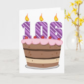 Leeftijd 106 op de Cake van de Verjaardag Kaart (Gele Bloem)