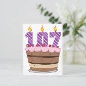 Leeftijd 107: Birthday Cake Briefkaart (Staand voorkant)