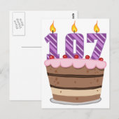 Leeftijd 107: Birthday Cake Briefkaart (Voorkant / Achterkant)