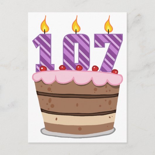 Leeftijd 107: Birthday Cake Briefkaart (Voorkant)