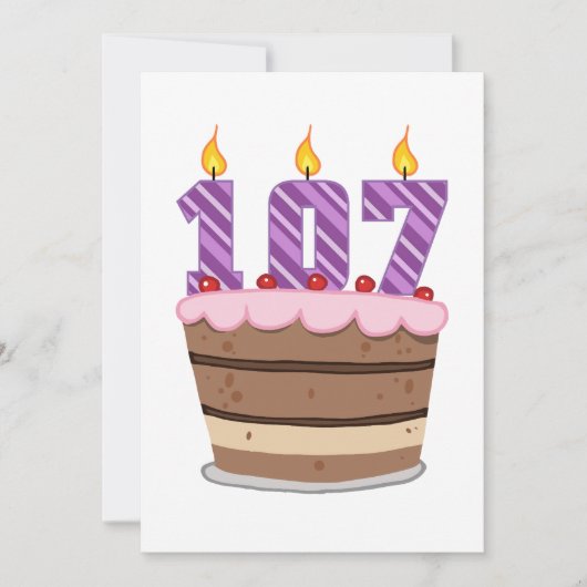 Leeftijd 107: Birthday Cake Kaart (Voorkant)