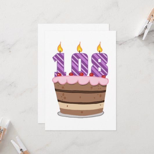 Leeftijd 108: Birthday Cake Kaart (Voorkant / Achterkant in situ)