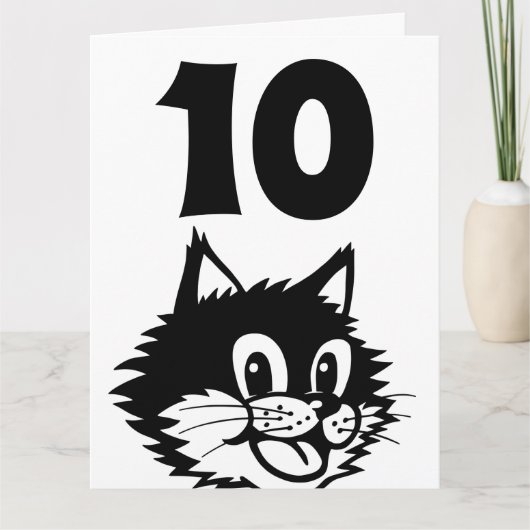 LEEFTIJD 10 BIRTHDAY CAT-KAART BEDANKKAART (Voorkant)