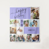 Leeftijd 10 Foto Collage Persoonlijke Lilac Wandkleed (Voorkant)