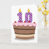 Leeftijd 10 op de Birthday Cake Kaart (Gele Bloem)